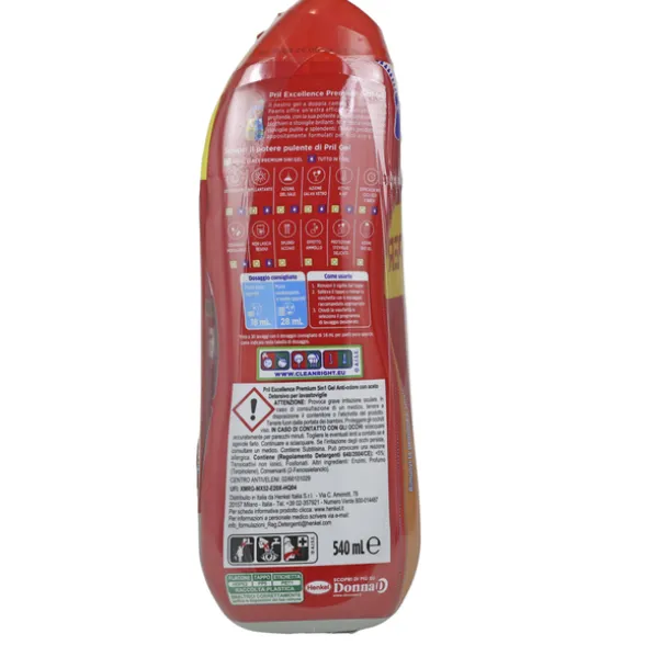PRIL EXCELLENCE DUO GEL LAVASTOVIGLIE ANTI ODORE CON ACETO 30 LAVAGGI 540 ML x 3 PEZZI