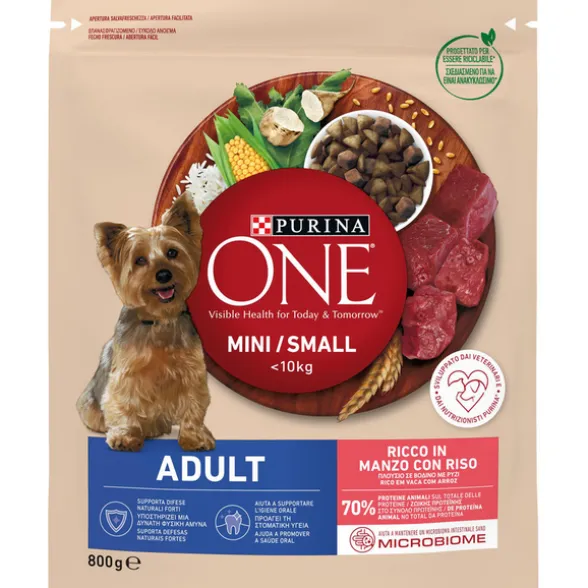 PURINA ONE MY DOG MINI SMOLL <10 KG ADULT BUSTA MANZO CON RISO 800 GRAMMI + PROMO 30/10/2027