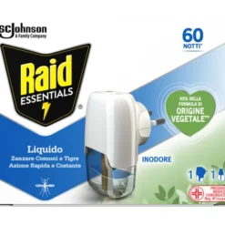 RAID ESSENTIALS ELETTRICO BASE + RICARICA LIQUIDA 36 ML 60 NOTTI INODORE