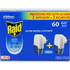 RAID INSETTICIDA 2 DIFFUSORI + 2 RICARICHE LIQUIDE 60 NOTTI