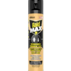 RAID MAX INSETTICIDA SPRAY SCARAFAGGI e FORMICHE 3in1 AZIONE ULTRA RAPIDA 300 ML