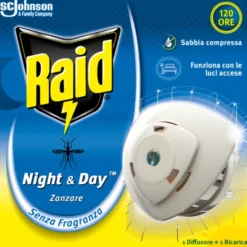 RAID NIGHT & DAY ELETTRICO DIFFUSORE + RICARICA ZANZARE 120 ORE