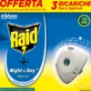 RAID NIGHT & DAY ELETTRICO 3 RICARICHE ZANZARE 120 ORE