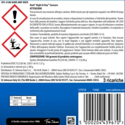 RAID NIGHT & DAY ELETTRICO 3 RICARICHE ZANZARE 120 ORE