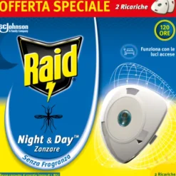 RAID NIGHT & DAY ELETTRICO 2 RICARICHE ZANZARE 120 ORE