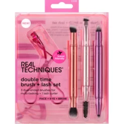 REAL TECHNIQUES DOUBE TIME BRUSH + LASH SET SET 3 PENNELLI DA VIAGGIO RETRAIBILI OGGI E SOPRACCIGLIA + PIEGACIGLIA