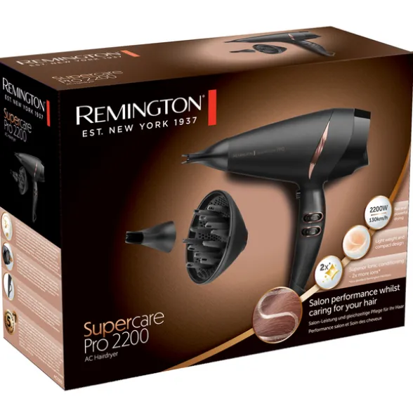 REMINGTON PHON SUPERCARE PRO 2200W COMPLETO DI DIFFUSORE E CONCENTRATORE ARIA LARGO E STRETTO