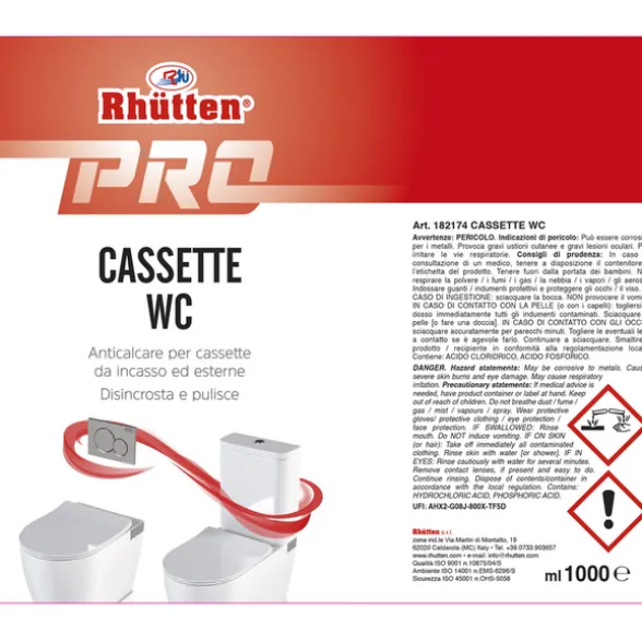 RHUTTEN PRO CASSETTE WC ESTERNE ANTICALCARE LIQUIDO 1000 ML
