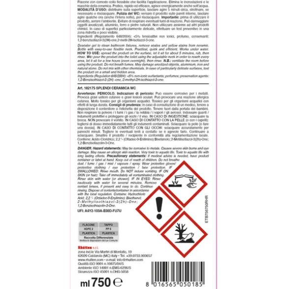 RHUTTEN PRO SPLENDI CERAMICA WC GEL DISINCROSTANTE ANTICALCARE 750 ML