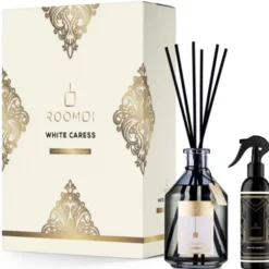 ROOMOI COFANETTO WHITE CARESS; REED DIFFUSER 500 ML + SPRAY 200 ML + BASTONCINI
