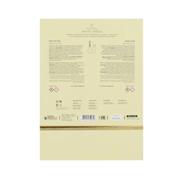 ROOMOI COFANETTO WHITE CARESS REED DIFFUSER 200 ML + SPRAY 100 ML + BASTONCINI