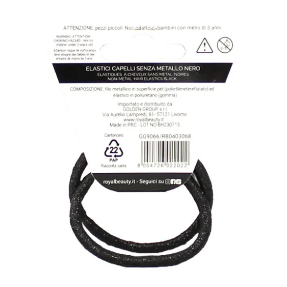 ROYAL BEAUTY ELASTICI PER CAPELLI SENZA METALLO NERO