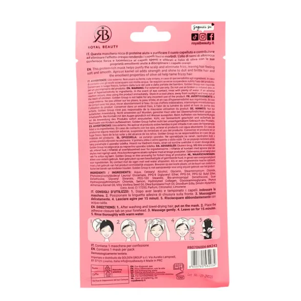 ROYAL BEAUTY MASCHERA CAPELLI ALLE PROTEINE LISCI PERFETTI ANTI CRESPO IN CUFFIA MONOUSO