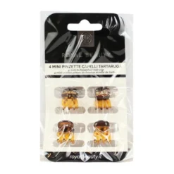 ROYAL BEAUTY PINZETTE MINI PER CAPELLI TARTARUGA 4 PEZZI