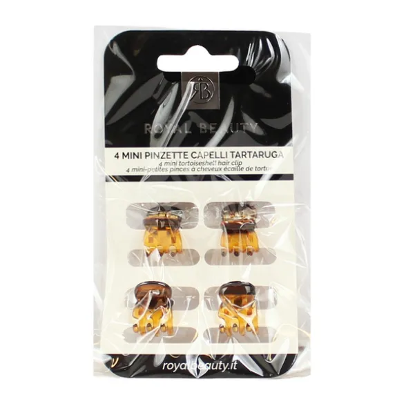 ROYAL BEAUTY PINZETTE MINI PER CAPELLI TARTARUGA 4 PEZZI