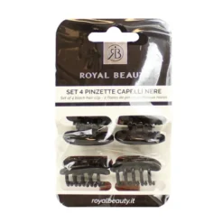 ROYAL BEAUTY PINZETTE PER CAPELLI NERA SET 4 PEZZI
