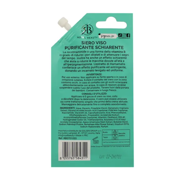ROYAL BEAUTY SIERO VISO PURIFICANTE RIMPOLPANTE MONODOSE