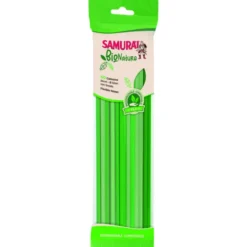 SAMURAI BIO NATURE 40 CANNUCCE VERDI CON SNODO BIODEGRADABILE COMPOSTABLE IN PLA(24 cm x 5 mm)