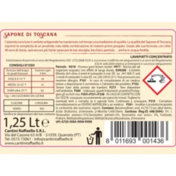 SAPONE DI TOSCANA LAVAPIATTI CONCENTRATO 16% DI ATTIVO LIMONE ANTIODORE ALTO POTERE SGRASSANTE 1,250 LITRI