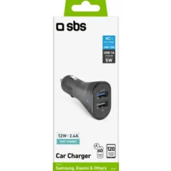 SBS MINI CARICABATTERIE DA AUTO 12W NERO 37249