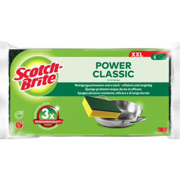 SCOTCH BRITE SPUGNA ABRASIVA POWER CLASSIC 6 PEZZI