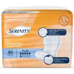 SERENITY PANNOLONE ASSORBENTE SAGOMATO CON ADESIVO 30 PEZZI DISPOSITIVO MEDICO CE DI CLASSE 1