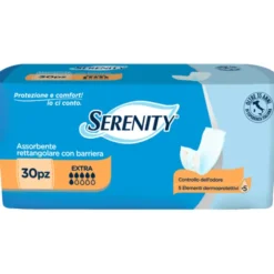 SERENITY PANNOLONE ASSORBENTE RETTANGOLARE CON BARRIERA EXTRA 30 PEZZI DISPOSITIVO MEDICO CE DI CLASSE 1
