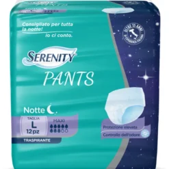 SERENITY PANTS NOTTE TRASPIRANTE TAGLIA L MAXI 12 PEZZI DISPOSITIVO MEDICO CE DI CLASSE 1