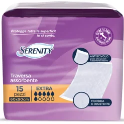 SERENITY TRAVERSA ASSORBENTE ANTISCIVOLO EXTRA 60x90 15 PEZZI DISPOSITIVO MEDICO CE DI CLASSE 1