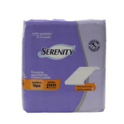 SERENITY TRAVERSA ASSORBENTE RIMBOCCABILE EXTRA 80x180 15 PEZZI DISPOSITIVO MEDICO CE DI CLASSE 1