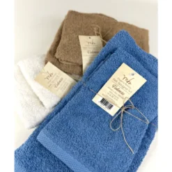 SET ASCIUGAMANI SPUGNA VISO + OSPITE colori assortiti
