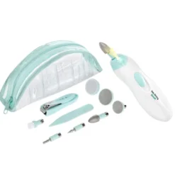 SET MANICURE E PEDICURE DA VIAGGIO:Set manicure e pedicure da viaggio, 2 velocità, 7 testine intercambiabili in dotazione, Bastoncino solleva cuticole, Tagliaunghie, Luce LED, Pratic...