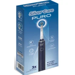 SILVER CARE PURO SPAZZOLINO ELETTRICO MANICO + 3 TESTINE INCLUSE RICARICA USB