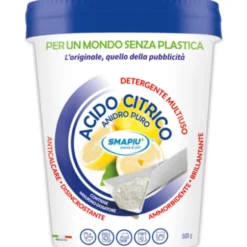 SMAPIU ACIDO CITRICO ANIDRO PURO IN POLVERE BARATTOLO CARTA 500 GRAMMI
