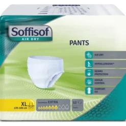 SOFFISOF PANNOLONI MUTANDINA ADULTI PANTS AIR DRY MISURA EXTRA LARGE 12 PZ Giro vita 135-160cm DISPOSITIVO MEDICO CE DI CLASSE 1