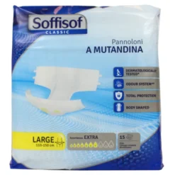 SOFFISOF PANNOLONI MUTANDINA ADULTI MISURA LARGE 7 GOCCE 15 PZ DISPOSITIVO MEDICO CE DI CLASSE 1