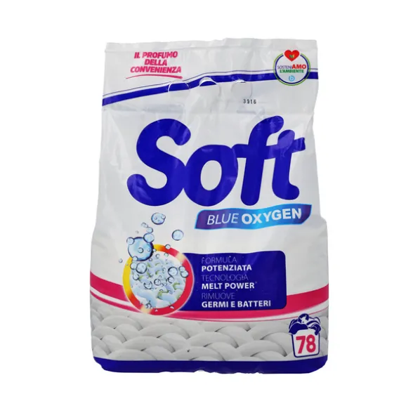 SOFT DETERSIVO BUCATO LAVATRICE IN POLVERE BLUE OXYGEN SACCO 78 MISURINI KG 3,900