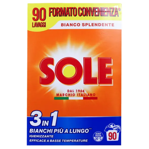 SOLE DETERSIVO POLVERE BUCATO LAVATRICE BIANCO SPLENDENTE FUSTO 90 LAVAGGI