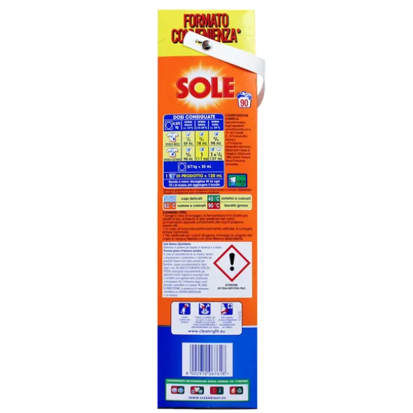 SOLE DETERSIVO POLVERE BUCATO LAVATRICE BIANCO SPLENDENTE FUSTO 90 LAVAGGI