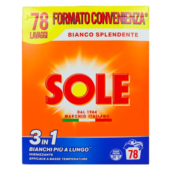 SOLE DETERSIVO POLVERE BUCATO LAVATRICE BIANCO SPLENDENTE FUSTO 78 LAVAGGI