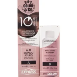 S.O.S.COLOR&GO COLORAZIONE PROFESSIONALE PERMANENTE 10 MINUTI DUO SET CREMA 90 ML + RILEVATORE IN CREMA 90 ML 6.0 BIONDO SCURO