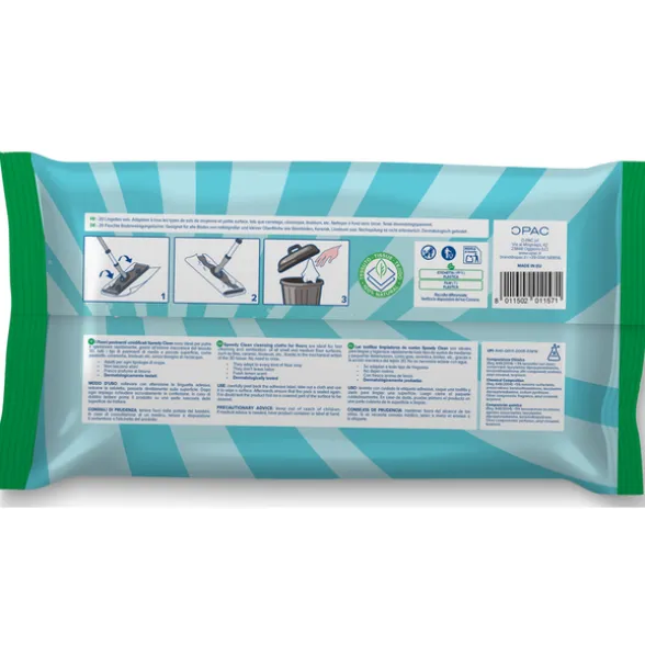 SPEEDY CLEAN 20 PANNI LAVAPAVIMENTI SENZA RISCIACQUO FORMATO XXL 21x28 CM.
