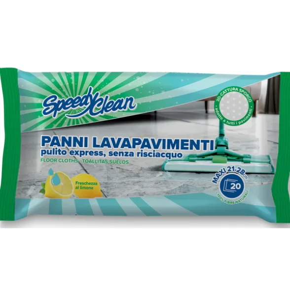 SPEEDY CLEAN 20 PANNI LAVAPAVIMENTI SENZA RISCIACQUO FORMATO XXL 21x28 CM.