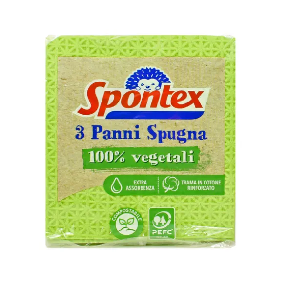 SPONTEX PANNI SPUGNA 100% VEGETALI 3 PZ