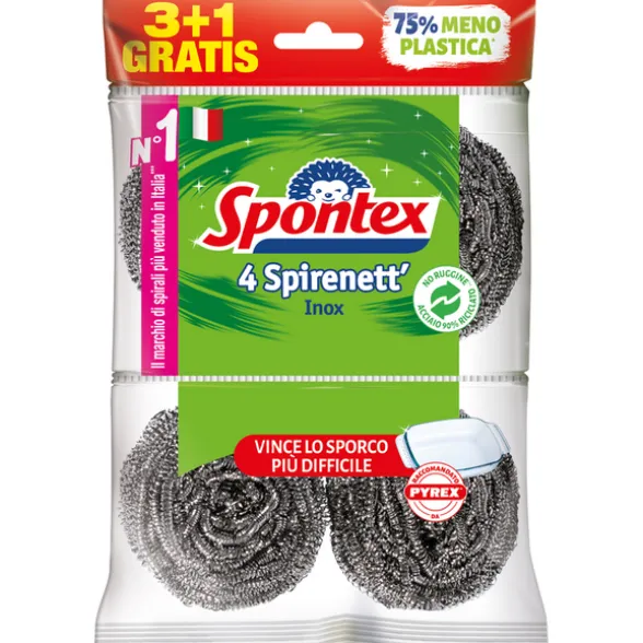 SPONTEX SPIRENETT INOX PAGLIETTA 3+1 PEZZI
