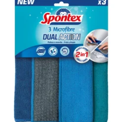SPONTEX SPUGNE IN MICROFIBRA DUAL ACTION 2in1 PULISCE E ASSORBE 3 PEZZI