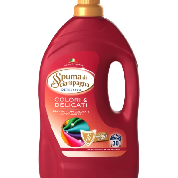 SPUMA DI SCIAMPAGNA DETERSIVO LIQUIDO BUCATO LAVATRICE COLORATI & DELICATI 30 LAVAGGI 1350