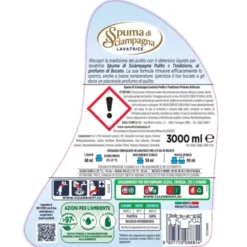 SPUMA DI SCIAMPAGNA DETERSIVO LIQUIDO BUCATO LAVATRICE IGIENIZZANTE PROFUMO DI BUCATO 60 LAVAGGI 3000 ML