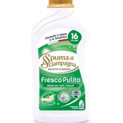 SPUMA DI SCIAMPAGNA DETERSIVO LIQUIDO BUCATO A MANO e LAVATRICE FRESCO PULITO 16 LAVAGGI 800 ML
