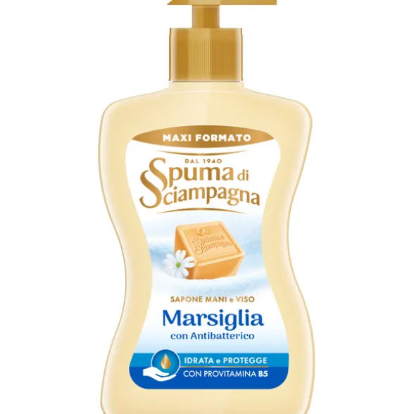 SPUMA DI SCIAMPAGNA SAPONE MANI e VISO MARSIGLIA CON ANTIBATTERICO 430 ML